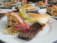 Mille-feuille de foie gras figue et mangue