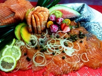 Buffet froid - saumon fumé  crevettes