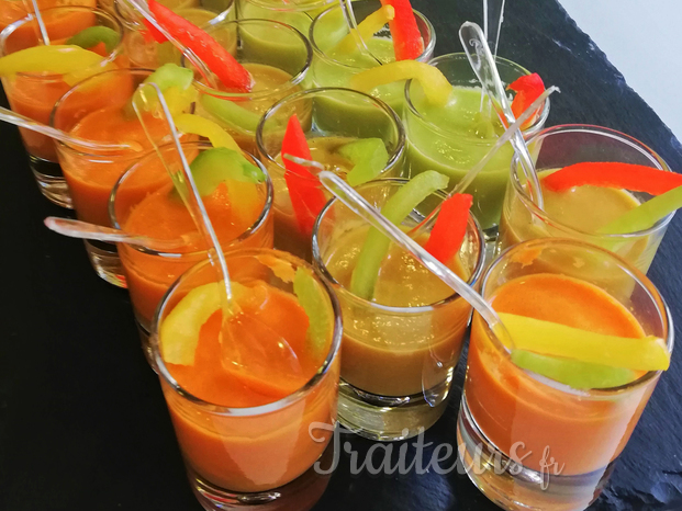 Verrines : trio de Gaspacho aux Poivrons