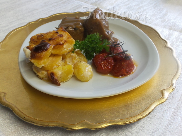 veau en sauce gratin Dauphinois 