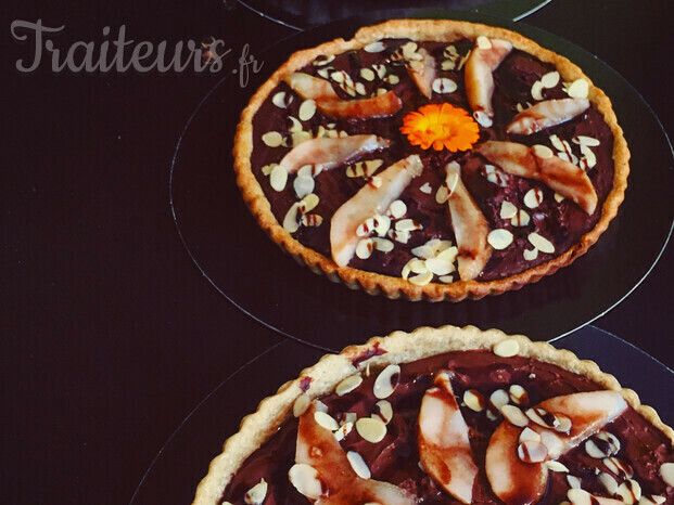 Grandes tartes - Chocolat, poires et amandes 