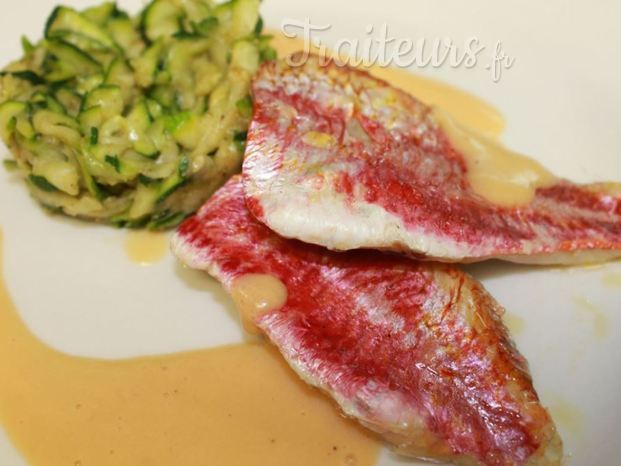 filet de rouget et  légumes en tagliatelle