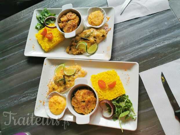 Gratin de banane épinard et filet de vivanneau sauce orange vanille rhum blanc 