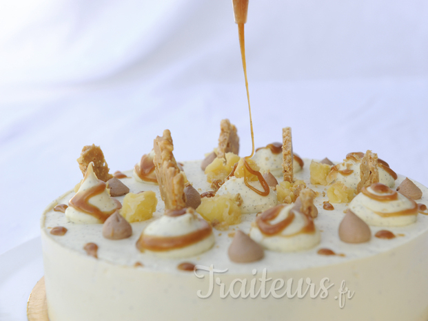 Royal aux pommes rôties, caramel au beurre salé.JPG