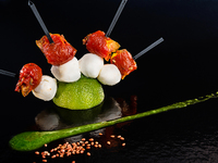 Brochette tomates confites et mozzarella