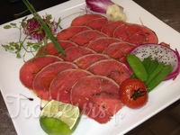 Carpaccio de veau mi-cuit et sa marinade minute