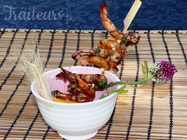 Brochette de crevettes aigre-doux