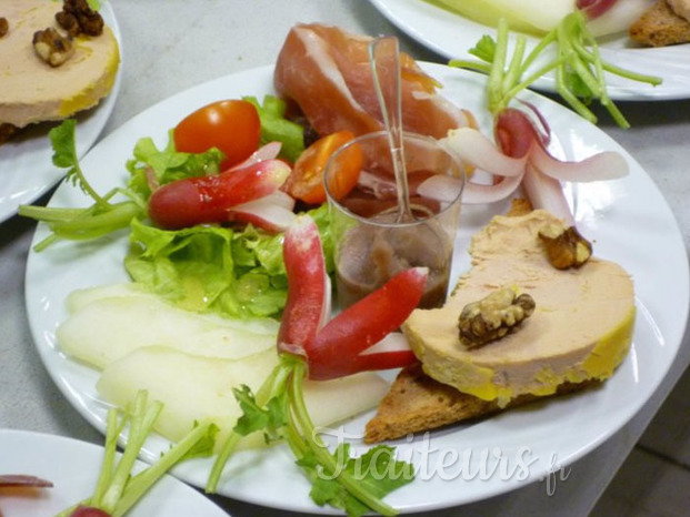 crudités et foie gras