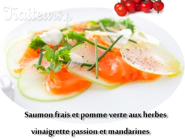 carpaccio de saumon aux herbes et pomme verte