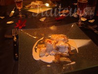 Repas de Saint-Valentin coquilles Saint-Jacques et mangues