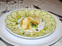 Carpaccio de courgettes, scamorzza fumée