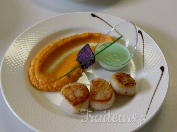 poelée de gambas et purée de patate douce