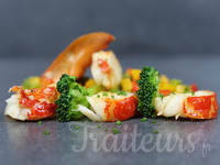 Homard rôti, medley de légumes