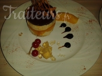 Entremet de boudin blanc foie gras ,chutney de mangue et pommes