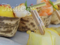 Brochettes crevettes et mangue