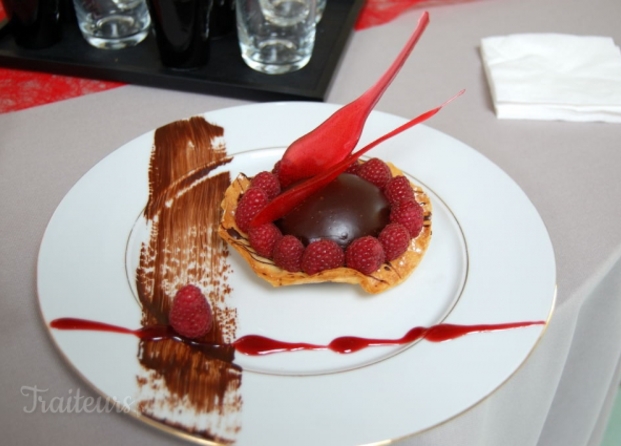 Feuille à feuille chocolat framboises