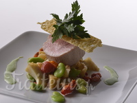 Plat : pavé de veau gremolata, barigoule d'artichauds et chips de parmesan