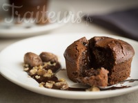 Moelleux chocolat, chataigne et sauce au chocolat noir