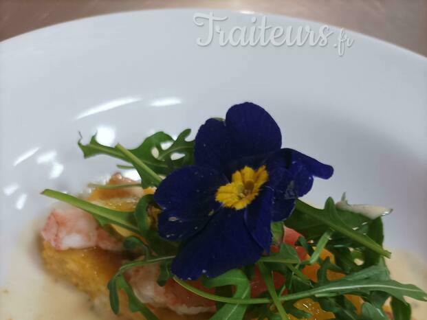 Salade de polenta langoustines et agrumes 