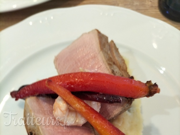 Médaillon de veau aux langoustines 