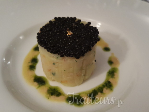 Dariole de soles, farcie au poisson et caviar