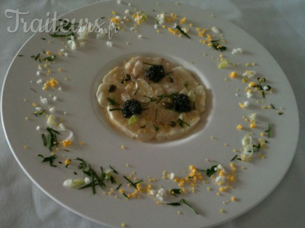 carpaccio de bar en mimosa