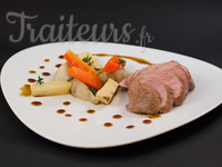 Pavé de veau et petits légumes saisonnier jus réduit